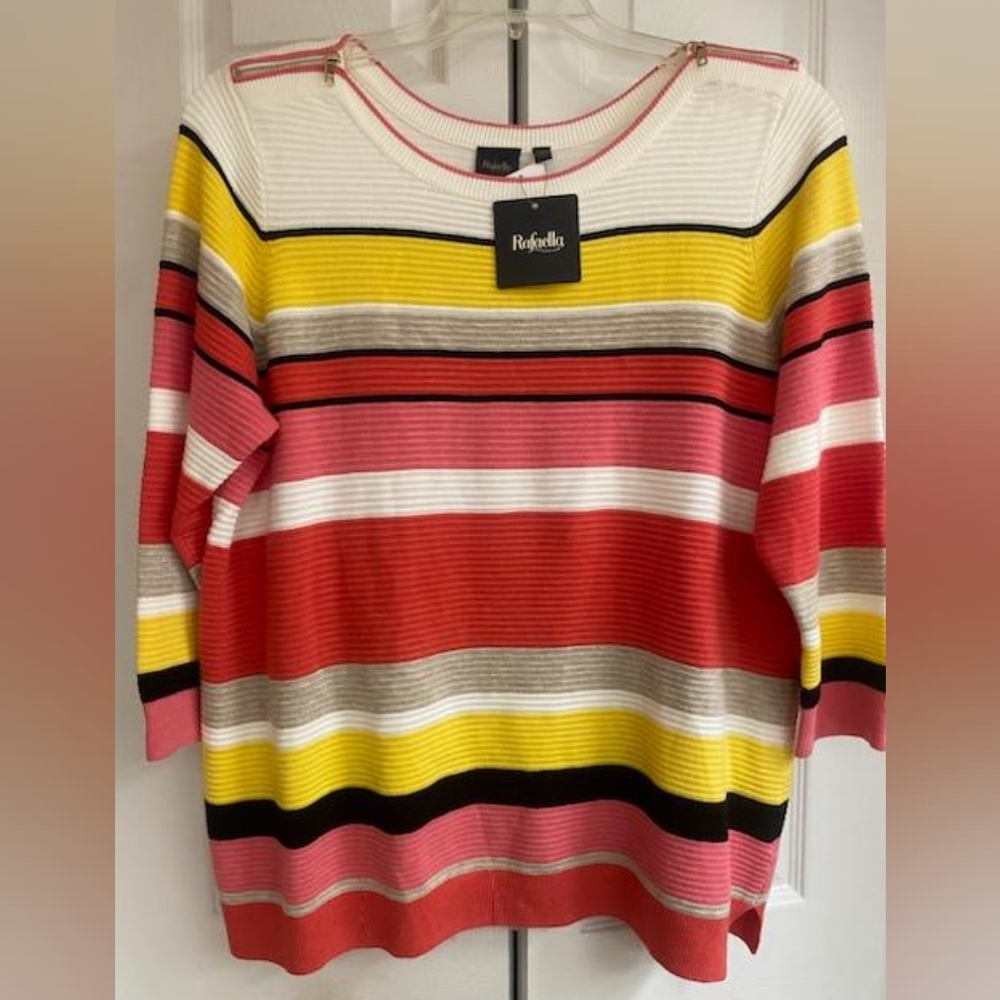 💐SALE💐 🆕 Rafaella XL Multi Colored,Shoulder Zipper Sweater. Tags on. So CUTE!
